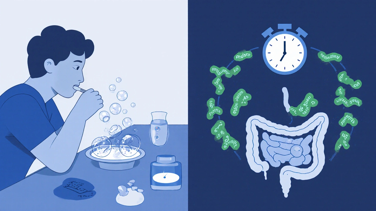 Srovnání účinku Espumisanu a probiotik na trávicí trakt.