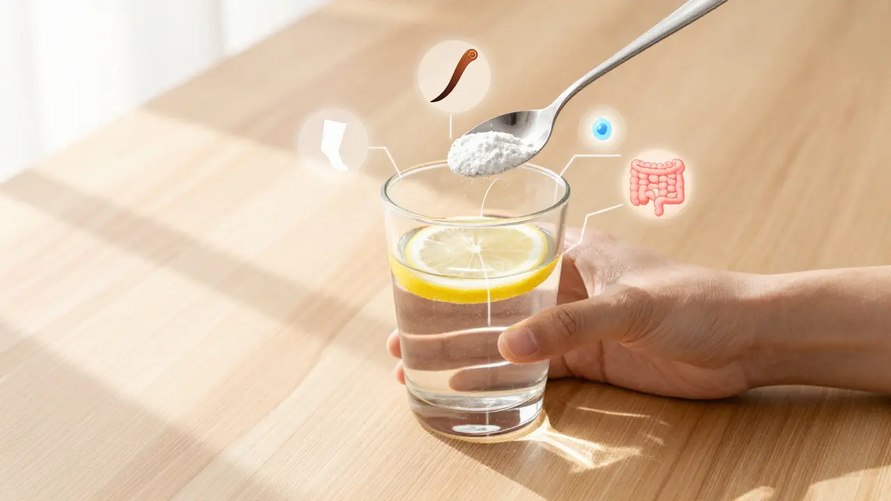 Rybí kolagen ve sklenici s citrónem, spojený s výhodami pro klouby, kůži a vlasy.