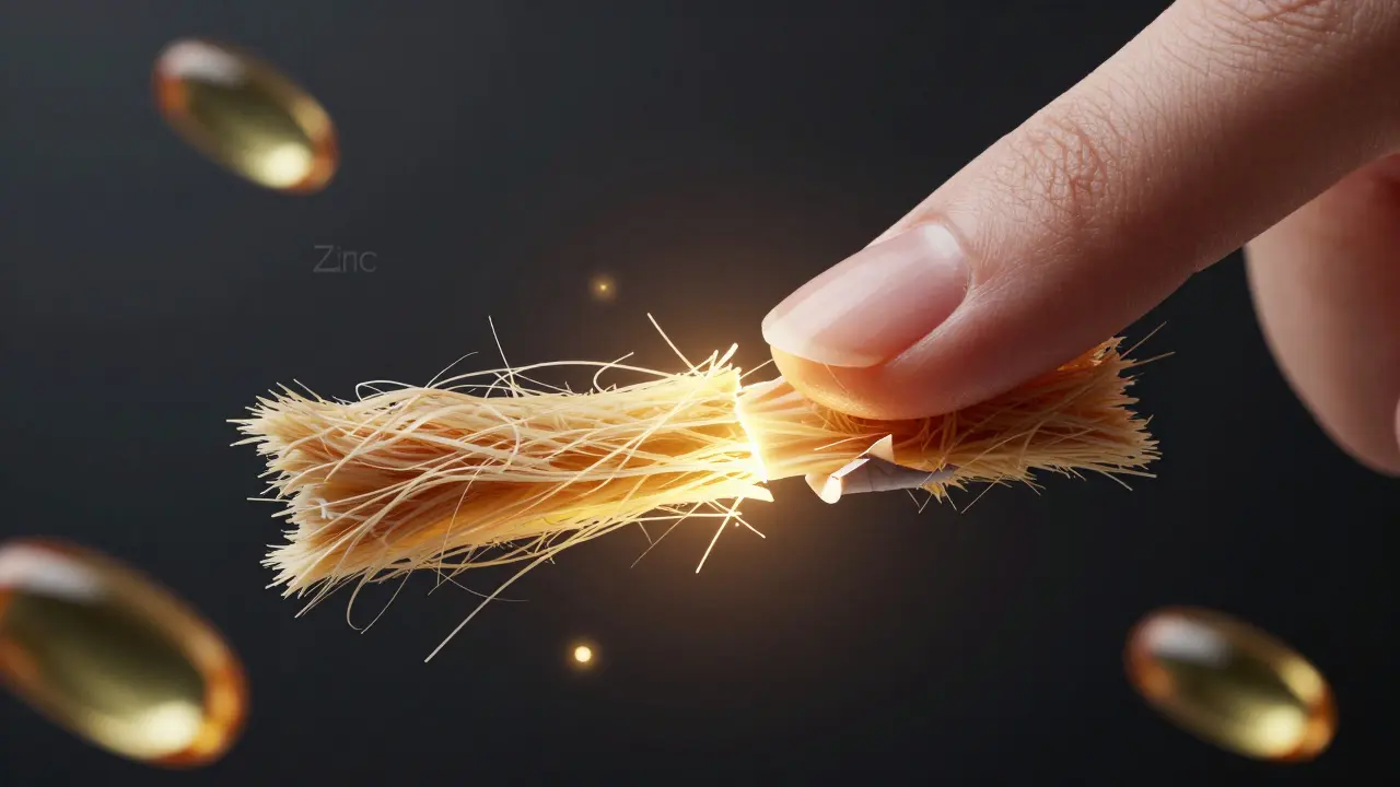 Křehký nehet se rozpadá, zatímco keratinová struktura pod ním přirozeně regeneruje.