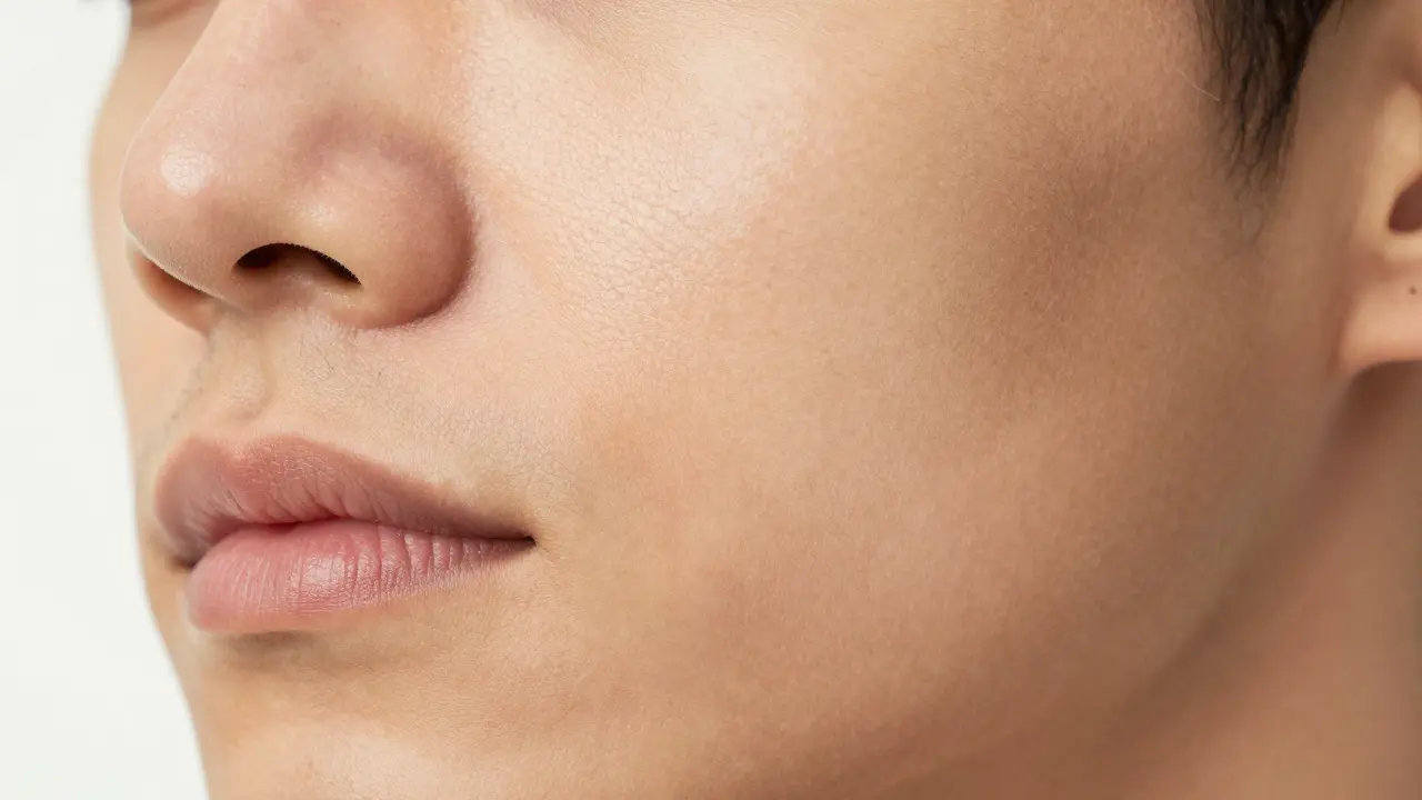 Bližší pohled na lidskou pokožku s přirozenými vzorci a pigmentem