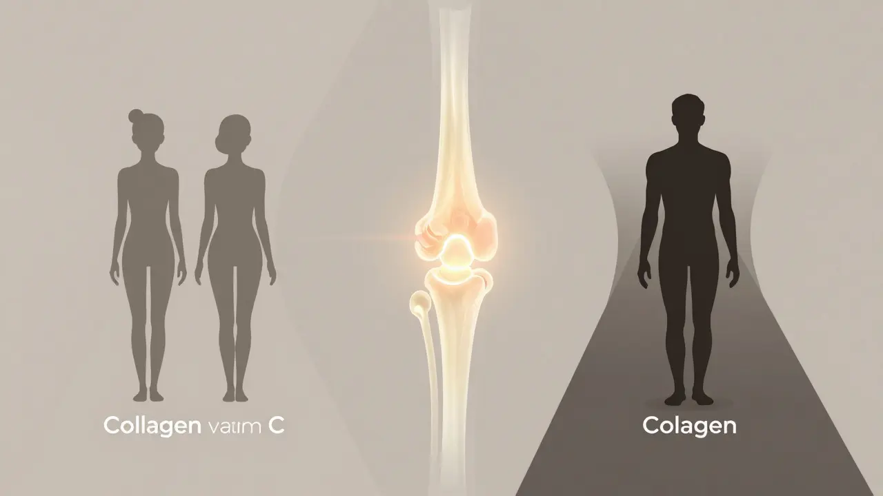 Dvě cesty užívání kolagenu: ráno s vitamínem C a večer, obě vedou k obnově kloubů.