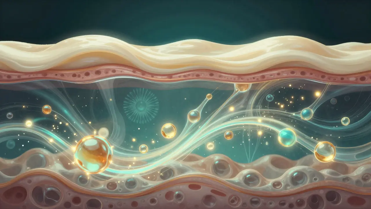 Srovnání pleti: krém blokuje účinné látky, sérum proniká hluboko do kůže