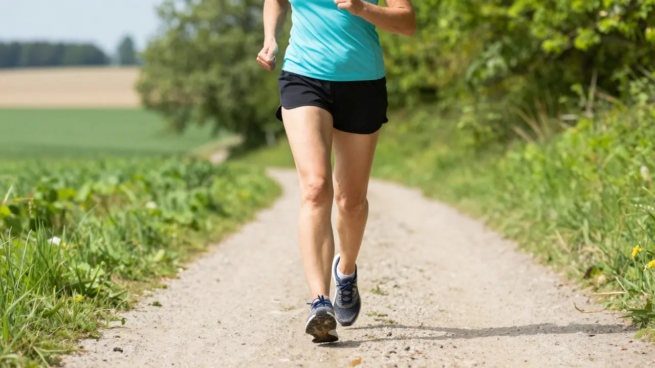 Aktivní osoba s zdravými klouby prochází přírodou.