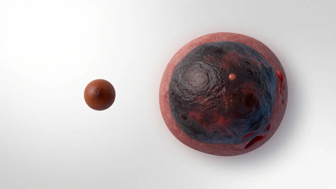 Konceptuální zobrazení změn tvaru a barvy nebezpečného znaménka.