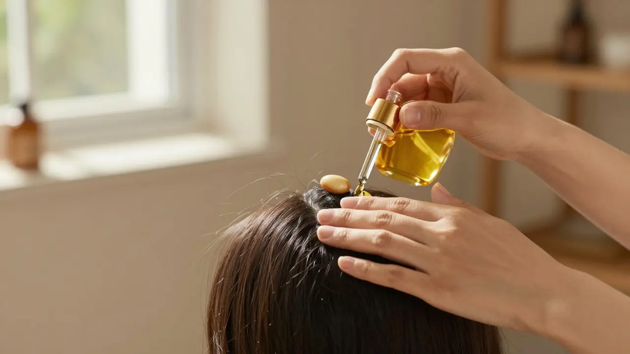 Masáž pokožky hlavy s přírodním olejem pro hydrataci