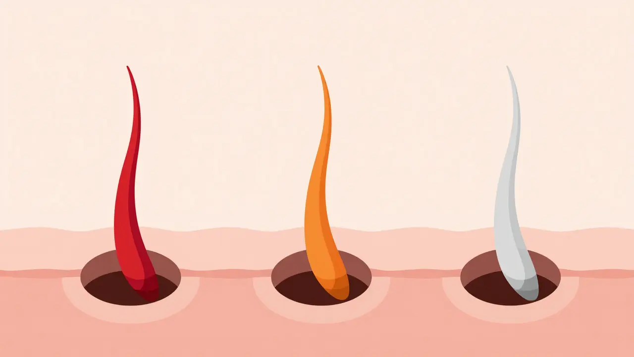Abstraktní ilustrace fází růstu chloupků
