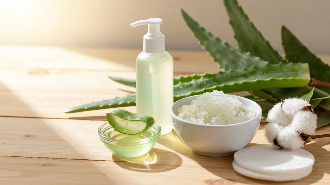 Produkt péče o pleť s aloe verou a mátou