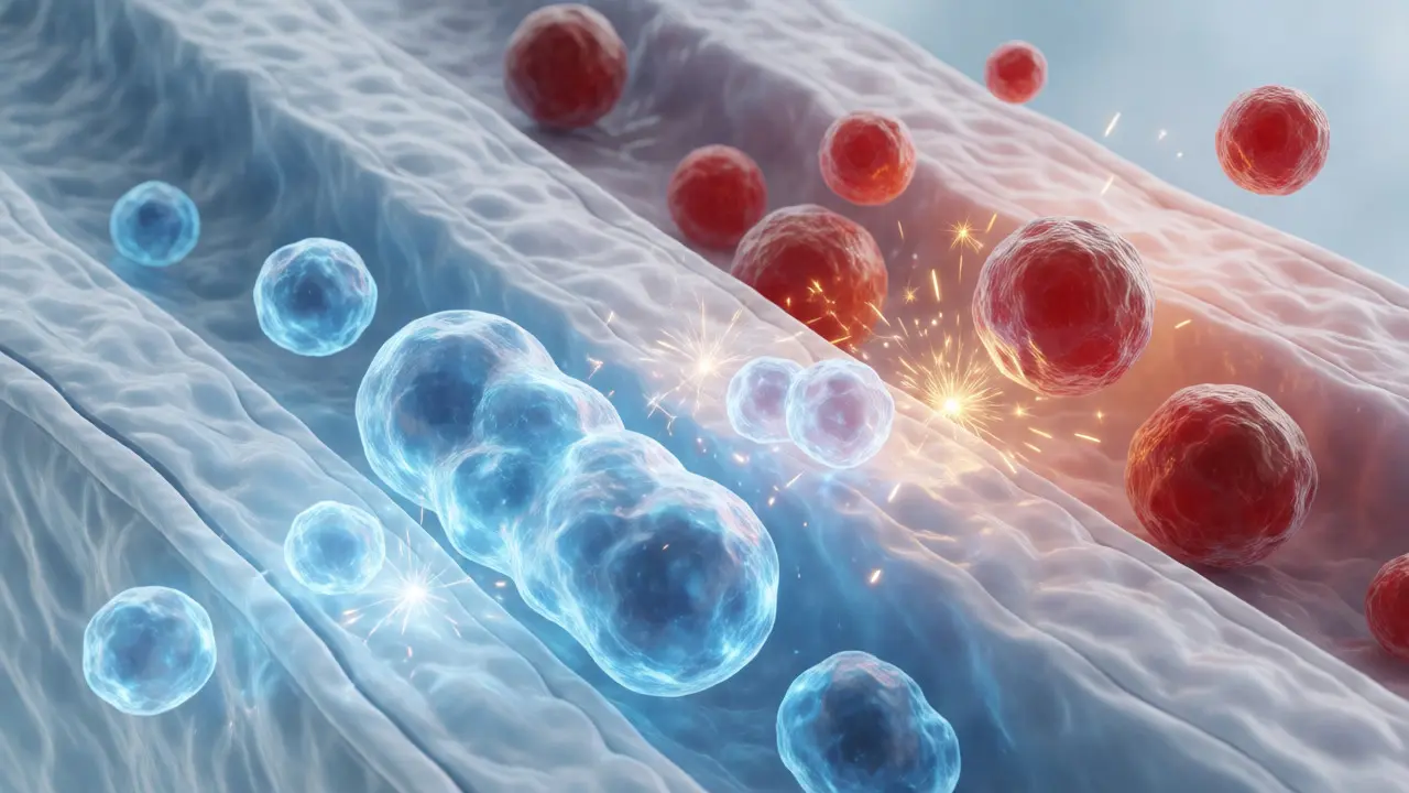 Ilustrace vstřebávání rybích peptidů do krve s podporou vitaminu C