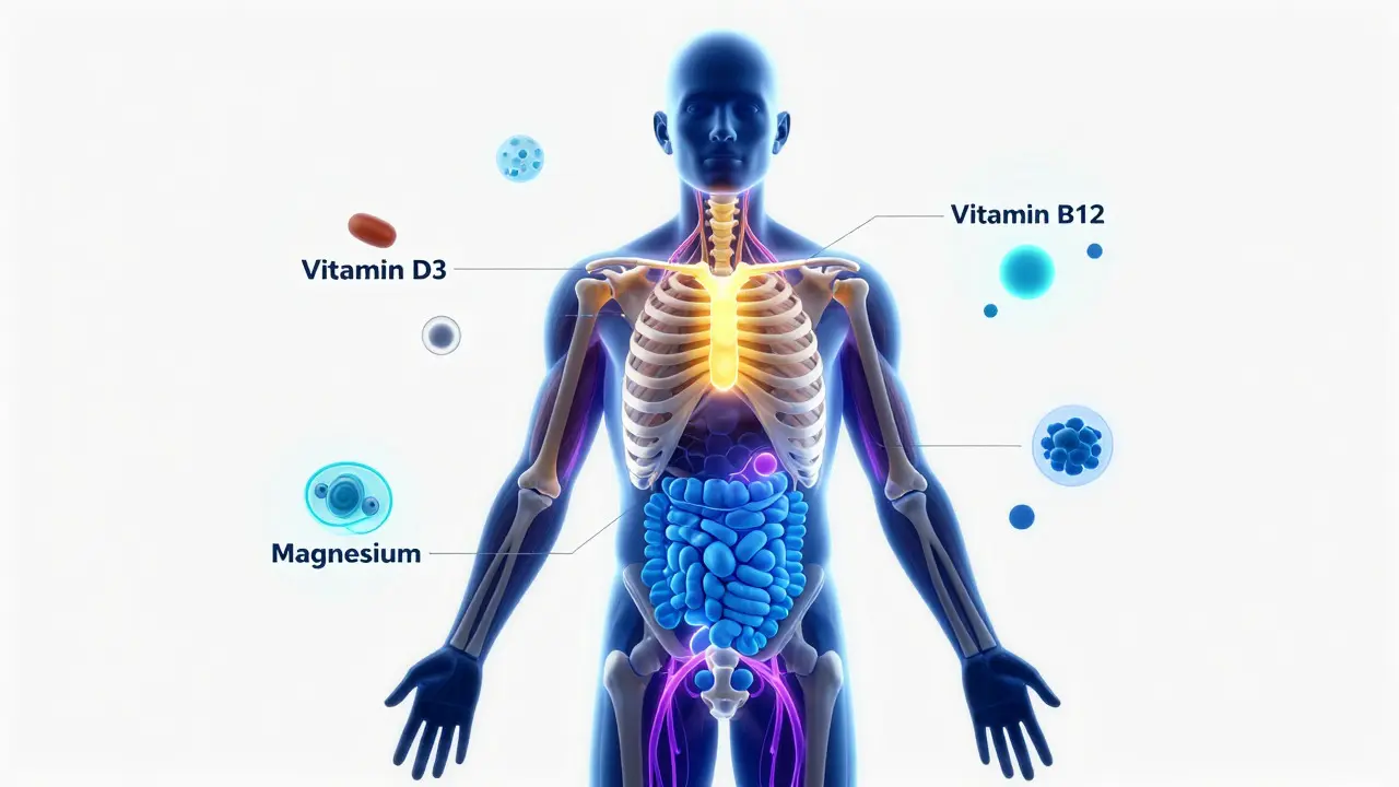 Ilustrace vstřebávání vitamínů v těle