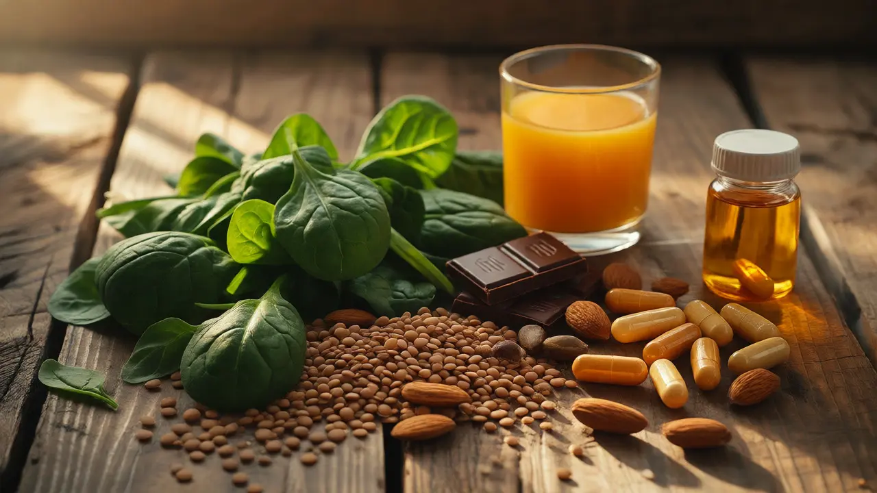 Čerstvé potraviny bohaté na vitamíny a minerály na stole