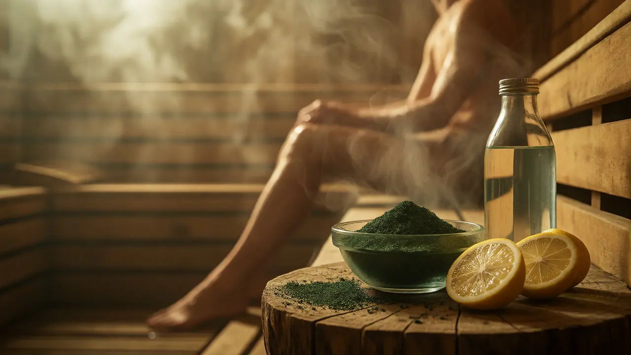 Sauna s čerstvými zelenými řasami a citronem pro podporu přirozené detoxikace